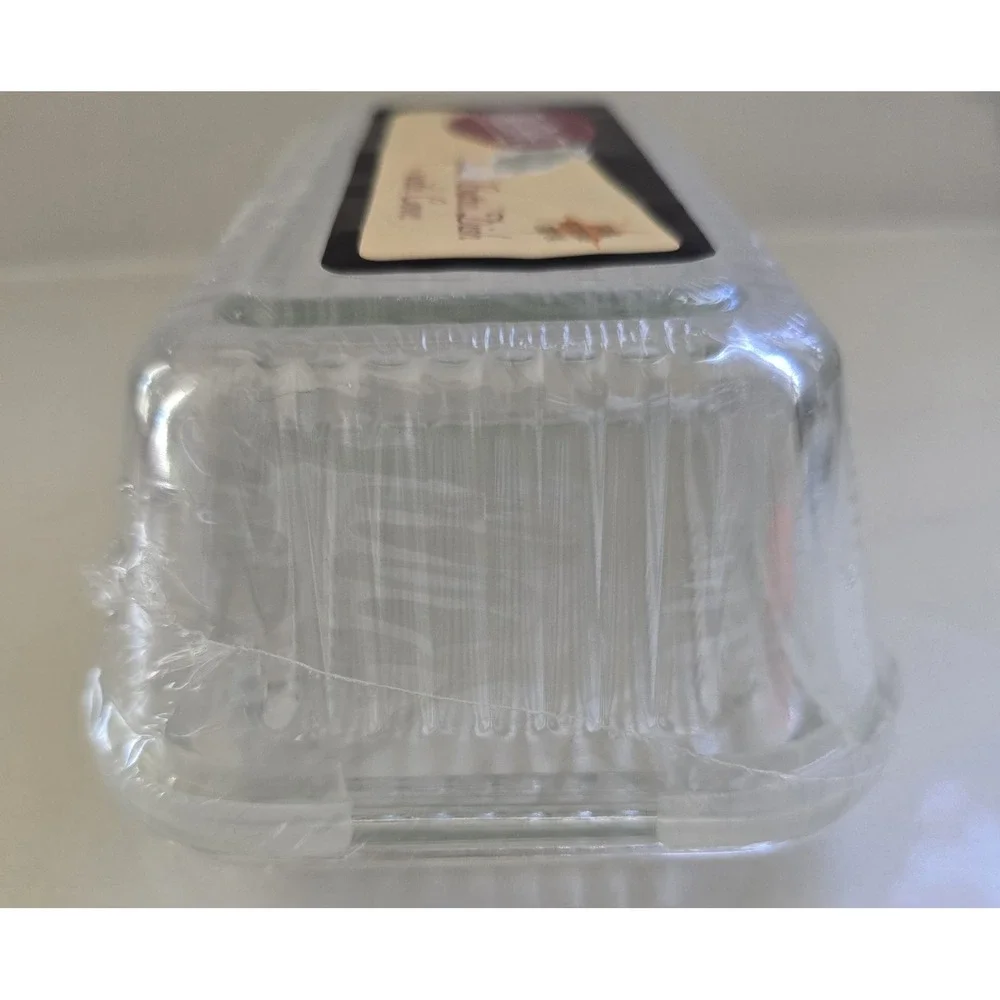 TableCraft Restaurant Class For The Home Ribbed Glass Butter Dish - Picture 3 of 5